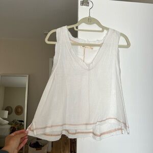 White flowy linen-like tank top